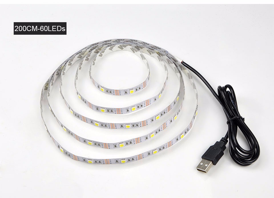 1M 2M LED light DC 5V USB Cable LED Strip light 5050 SMD LED lamp Warm White RGB LED strip Adhesive Tape IP20 IP65 waterproof