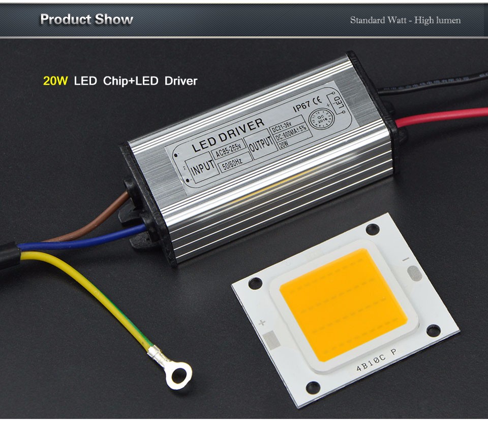 1Set DIY Full Watt LED Floodlight Spotlight Bulb Lawn 20W 30W 50W COB Integrated Flip Chip LED lamp beads drive transformer