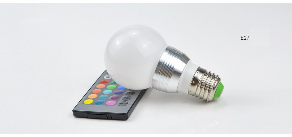Dimmable Mini RGB LED Stage Light E27 E14 85 265V 110V 220V Lamp LED bulb with 24key remote home lighting Night light