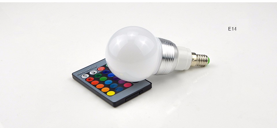 Dimmable Mini RGB LED Stage Light E27 E14 85 265V 110V 220V Lamp LED bulb with 24key remote home lighting Night light