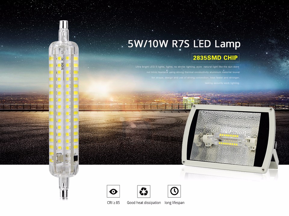 R7S AC 220V led Flood Lights 10W 118mm 5W 78mm 360 degree lampadas led bulb Floodlights replace halogen spot light lamp
