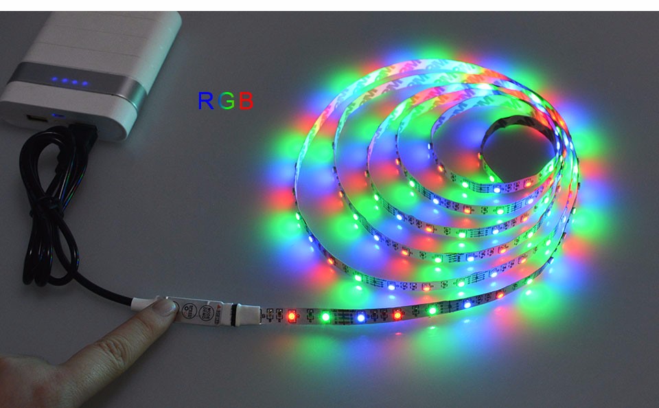 Non Waterproof 0.5m 1m 2m 3m 4m 5m RGB USB LED Strip Light DC 5V SMD 3528 5050 Flexible tape ribbon TV Background lamp Strip