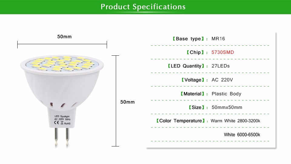 10Pcs MR16 80LEDs 60leds 27leds 220V SMD 2835 5730 LED lamp Spotlight Bulb Downlight led corn light Replace CFL 5W 7W 10W 15W