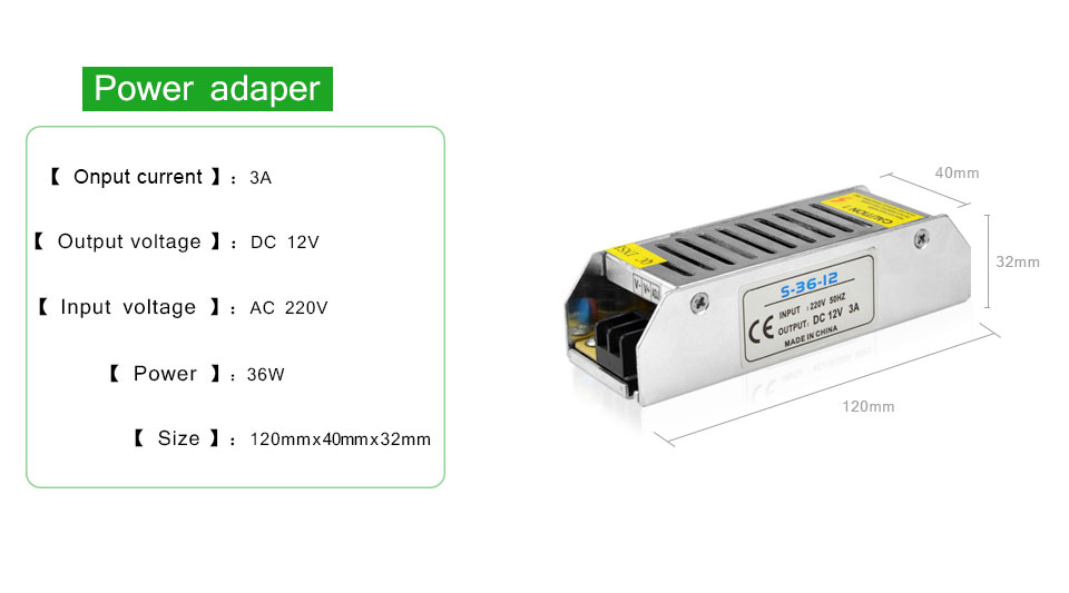AC 220V to DC 12V 3A 36W LED Driver switch Power Supply Adapter lighting Transformer For 2835 5050 SMD LED Strip Light