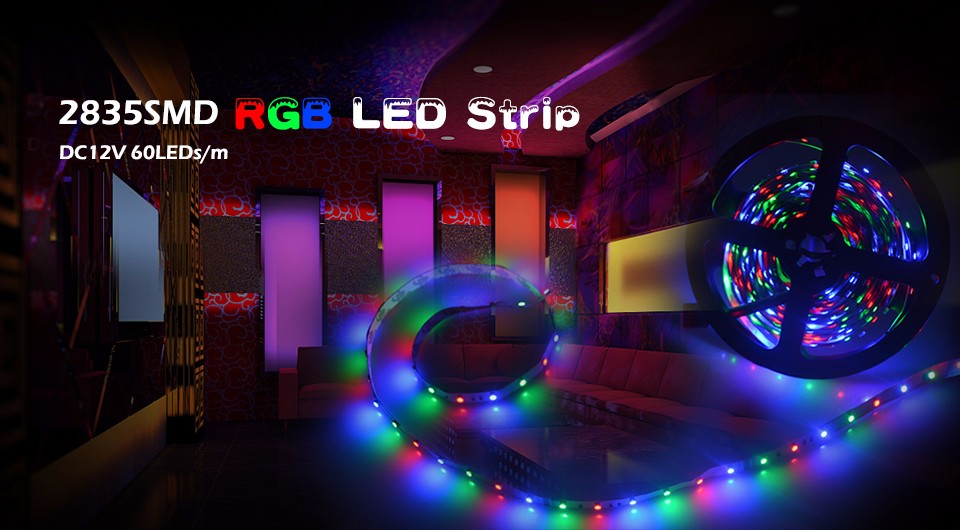 2835 3528 SMD RGB led strip light 5M 300LED 24key IR Remote Controller For Indoor Decorative lighting