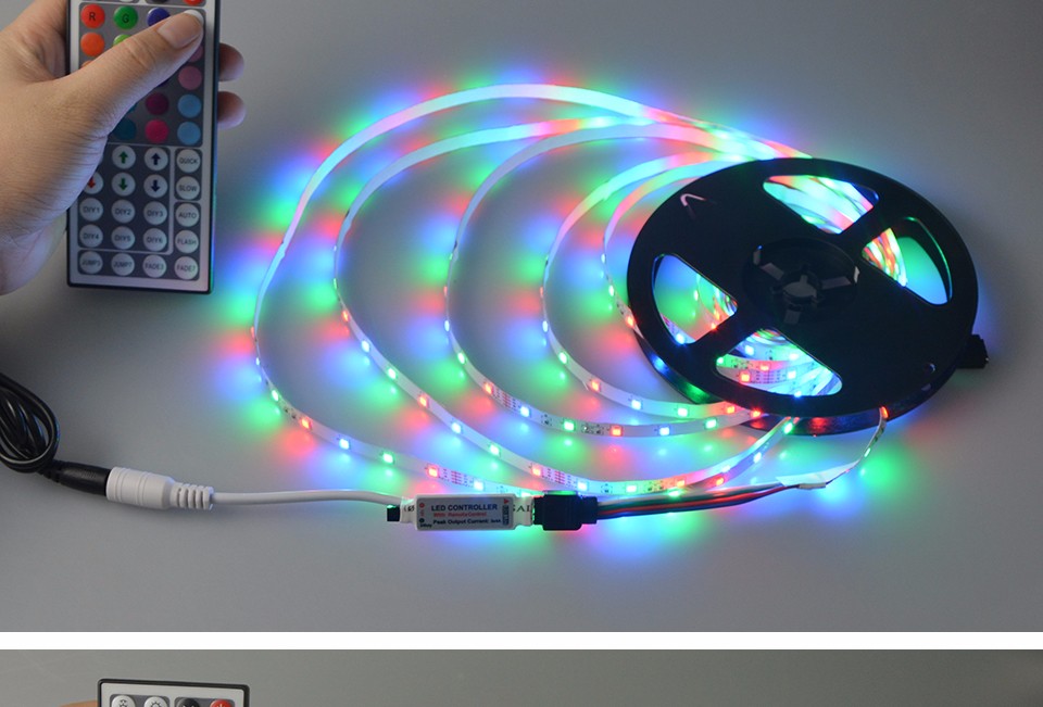 Hot 5M lamp Tape RGB LED Strip light Ribbon 2835 SMD 3528 44 Key IR Remote Controller outdoor lighting for christmas decor