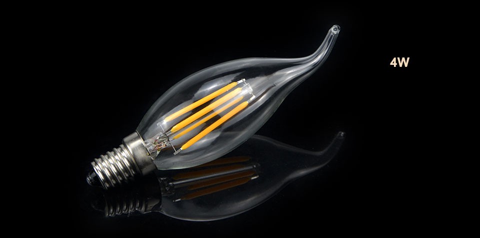 1X 220V E14 Glass Shade LED lamp 360 Degree 2W 4W Retro Edison LED Filament Bulbs Candle light COB Chandelier for Art lighting