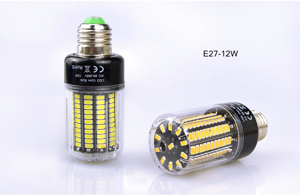 No strobe 12W E27 E14 85 265V 110V 220V LED bulb SMD 5736 LED Corn light lamp lamparas Ampoule Aluminum cooling