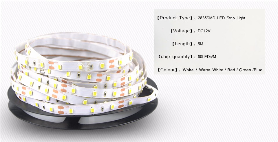 For christmas outdoor 5m DC12V 2835 SMD no waterproof RGB LED Strip Light String Ribbon lamp More Brighter than 3528 3014