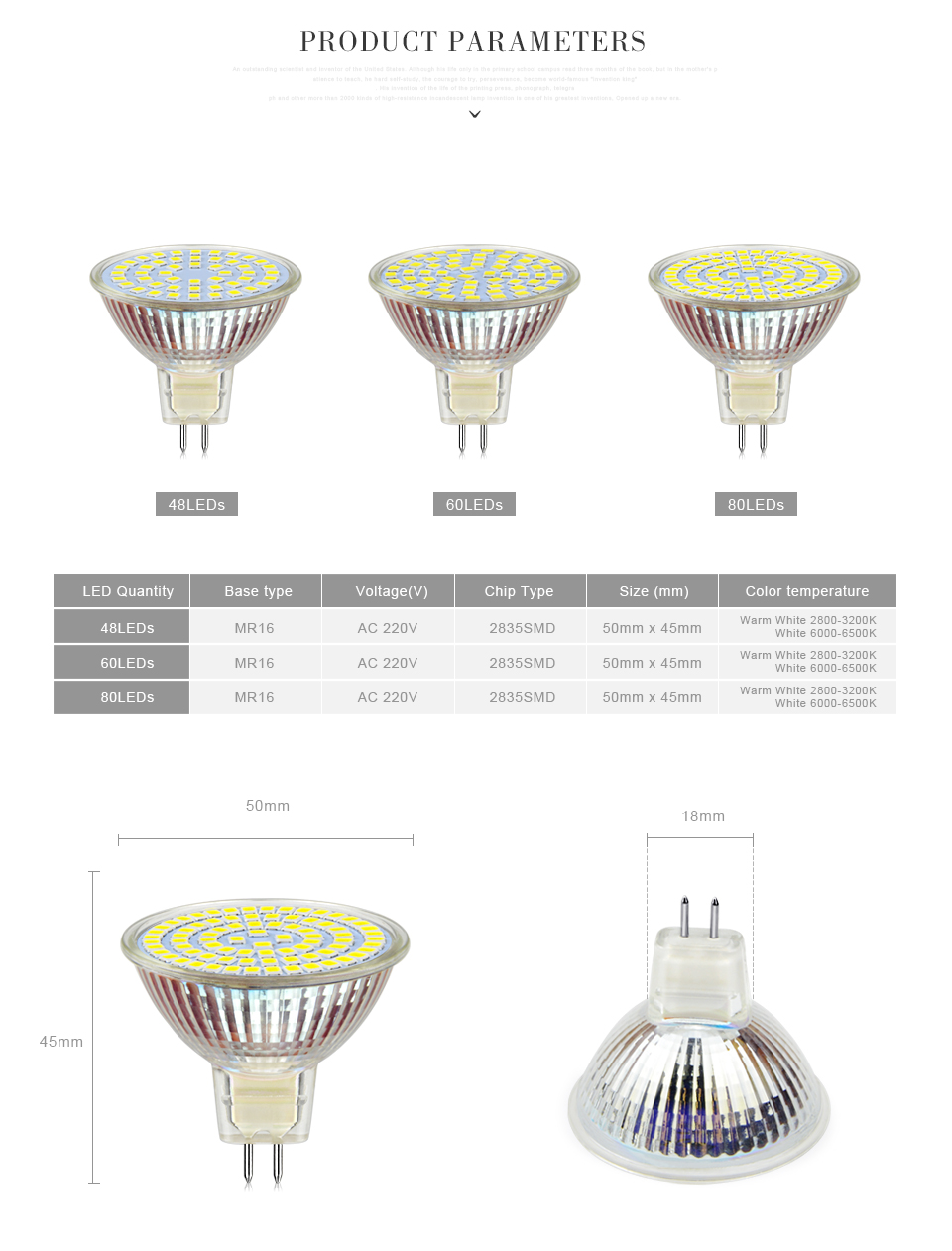 10Pcs MR16 High Bright LED Bulb AC 220V 2835 SMD 5W 7W 9W 48 60 80 LEDs Lamp LED light Spotlight Lampara For Home lighting