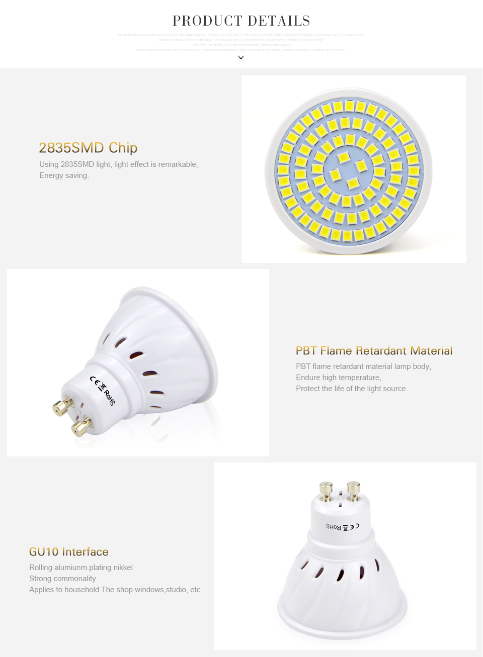 GU10 LED lamp AC 220V LED bulb 2835 SMD LED Spotlight 48 60 80 LEDs led Spot light Candle Bulb home decoration lighting