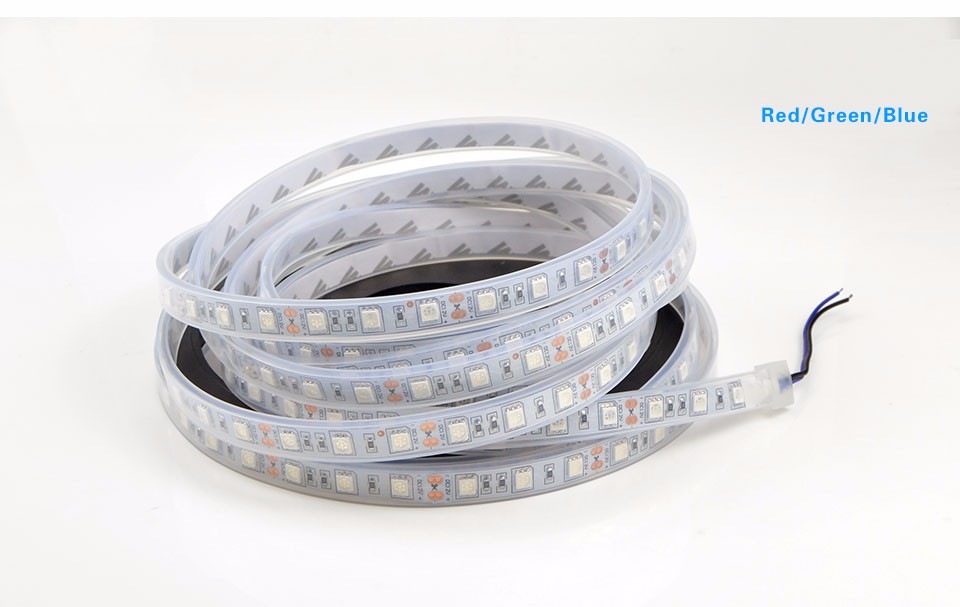 1set 5m IP67 Waterproof 5050 SMD LED Strip light DC12V White Warm White R G B Use Underwater for Swimming Pool Outdoors