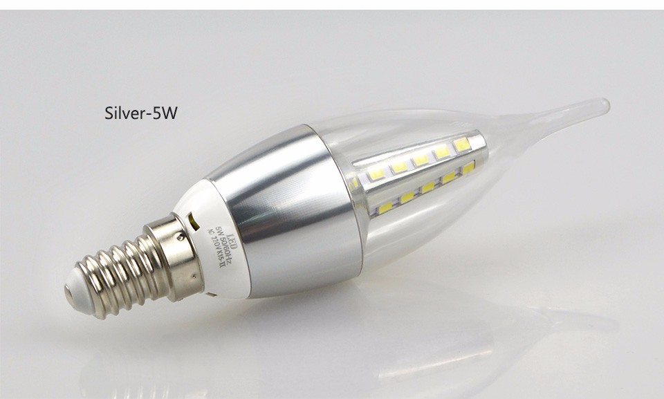 220V 5W 7W E14 LED lamp Candle Bulb light Crystal Chandelier lighting Gold Silver Aluminum Cooling 480 700LM LEDs Lampadas