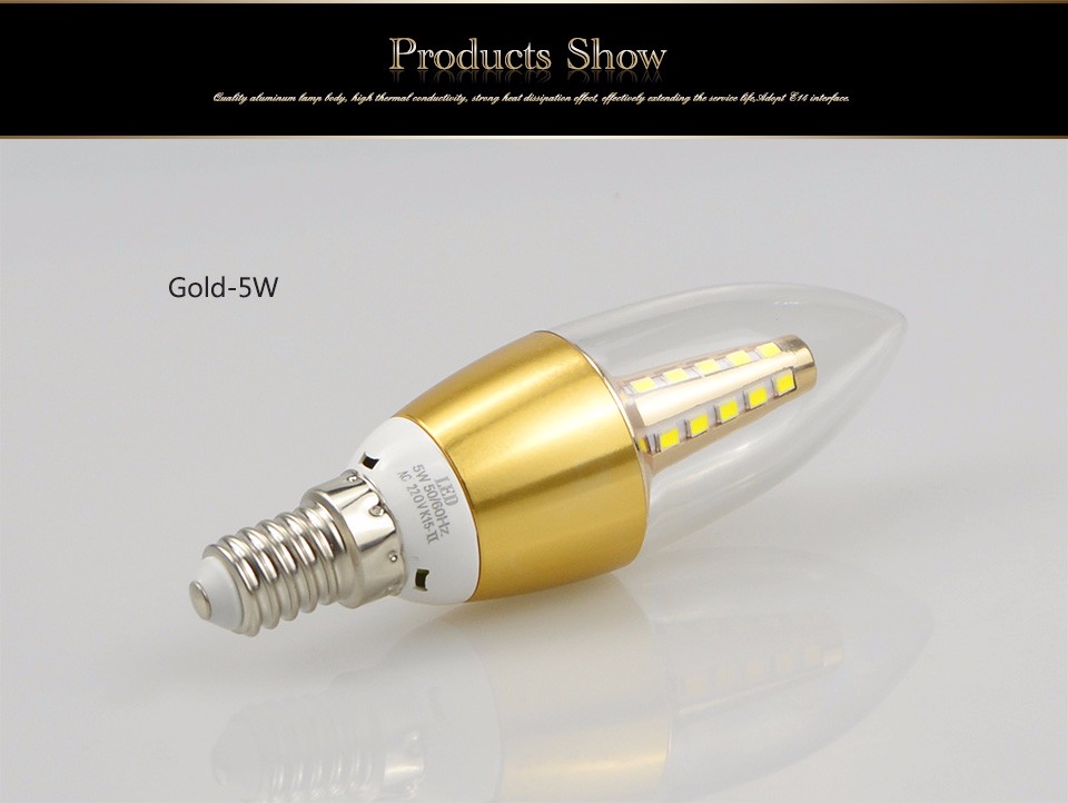 220V E14 LED Candle lamp 5W 7W LED bulb light Aluminum Body 2835 SMD Crystal Chandelier Spot light Bulb