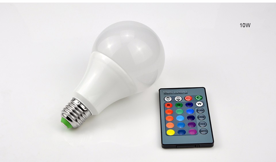 Dimmable AC 85 265V E27 RGB LED Bulbs Lamp 10W LED RGB Bulb Light 110V 220V Remote Control stage light Lampada Night light