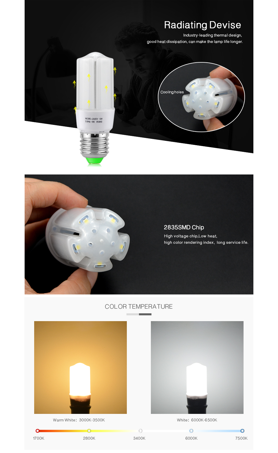4Pcs 85 265V 5W LED light E27 E14 B22 2835 SMD LED energy saving lamp LED Bulb 220V 110V LED Eye Protection lamp Read Book Bulb