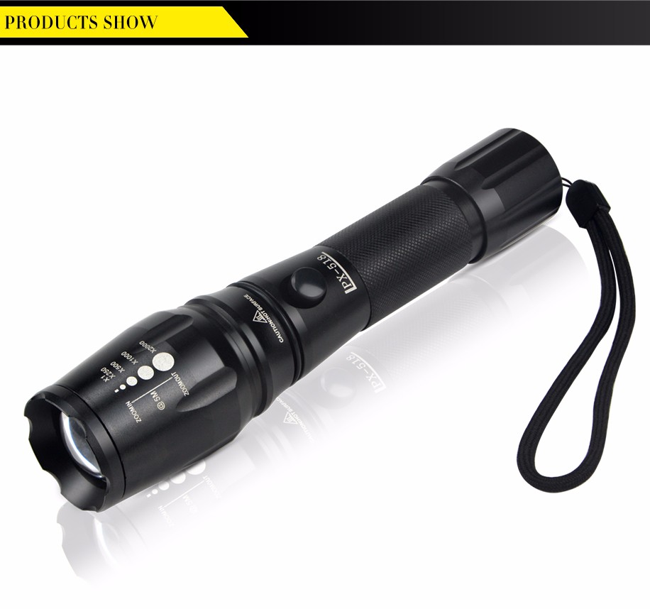 CREE XML T6 4000LM LED Flashlight 5 Modes Adjustable Torch light Direct Rechargeable For Outdoor Hunting Camping Night lighting