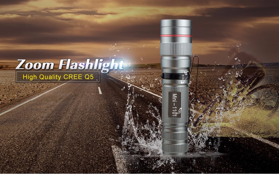 Mini Portable Lanterna CREE Q5 LED Flashlight Waterproof Pen light Zoomable Adjustable FocusTorch light For outdoor lighting