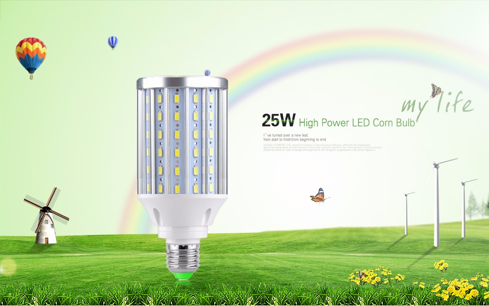 Real watt 25W 108LEDs E27 85 265V 220V 110V 5730 SMD LED corn Bulb light LED long life lamp No strobe For the home garden lights