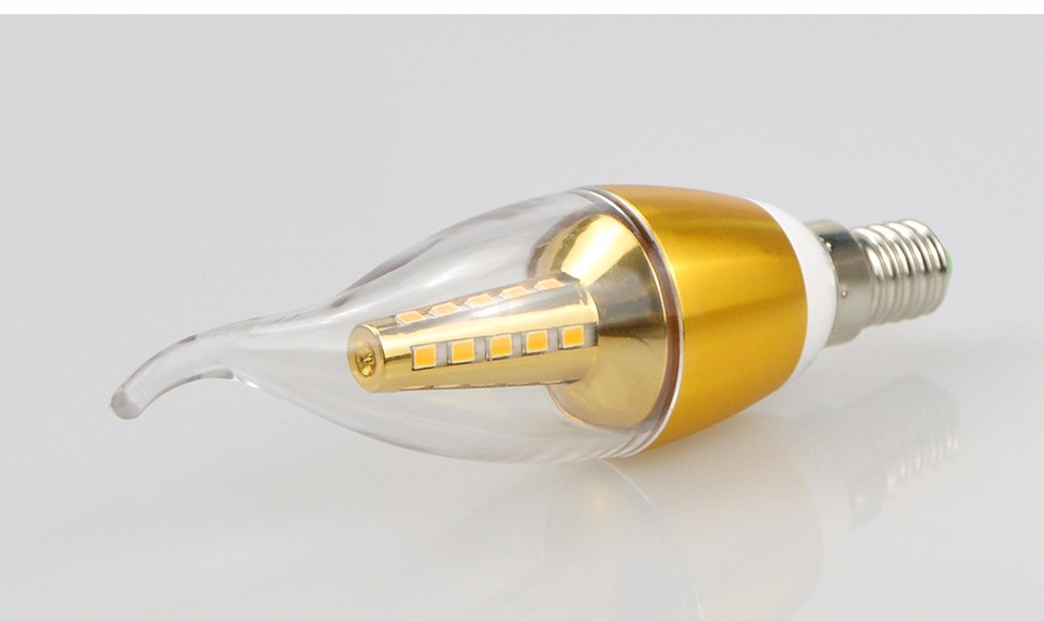 220V 2835 SMD 5W 7W E14 LED Candle light LED Bulb lamp Gold Aluminum Cooling For Ceiling Pendant Crystal Chandeler