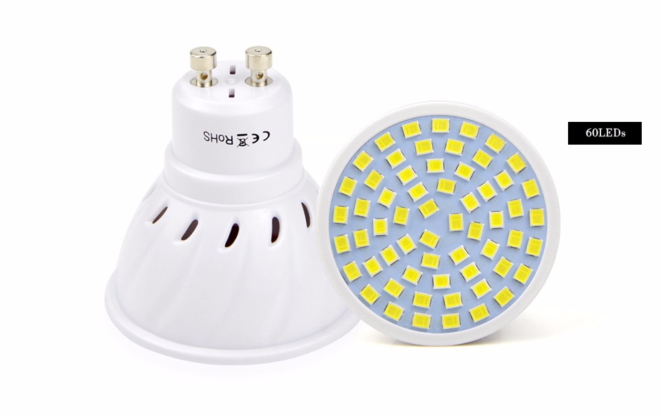 GU10 2835SMD 220V 240V LED Spotlight Lighting Bombillas Bulb 48 60 80 LEDs LED Lamp For Indoor Kitchen spot light