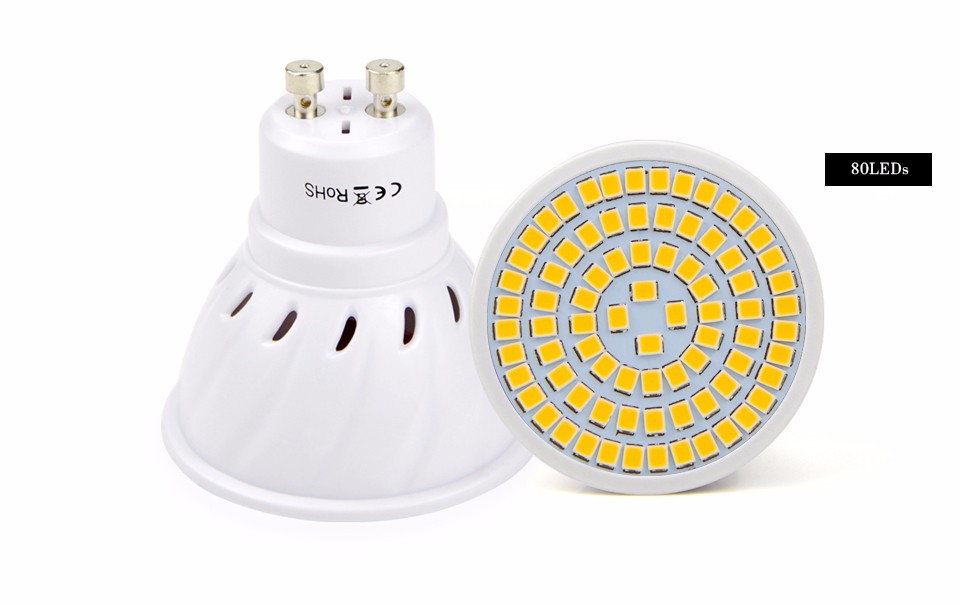 GU10 2835SMD 220V 240V LED Spotlight Lighting Bombillas Bulb 48 60 80 LEDs LED Lamp For Indoor Kitchen spot light