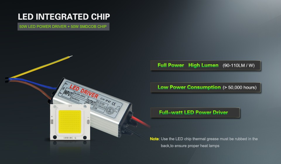 Full watt 20W 30W 50W COB Integrated Chip lamp Beads Power Driver Lighting Transformers For LED Floodlight Spotlight Bulb Lawn