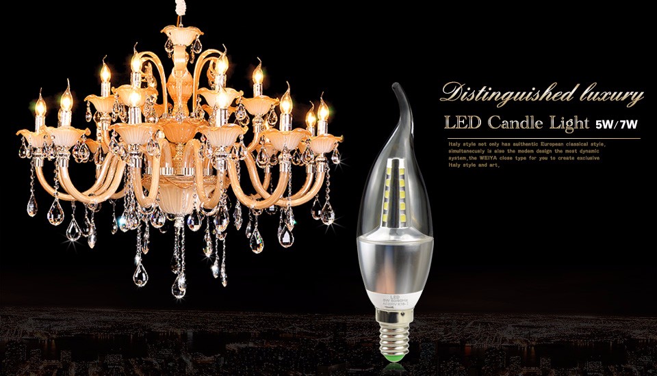 E14 5W 7W LED bulb 110V 220V LED Candle light lamp Aluminum Cooling Crystal Chandelier LEDs lamp For Indoor lighting
