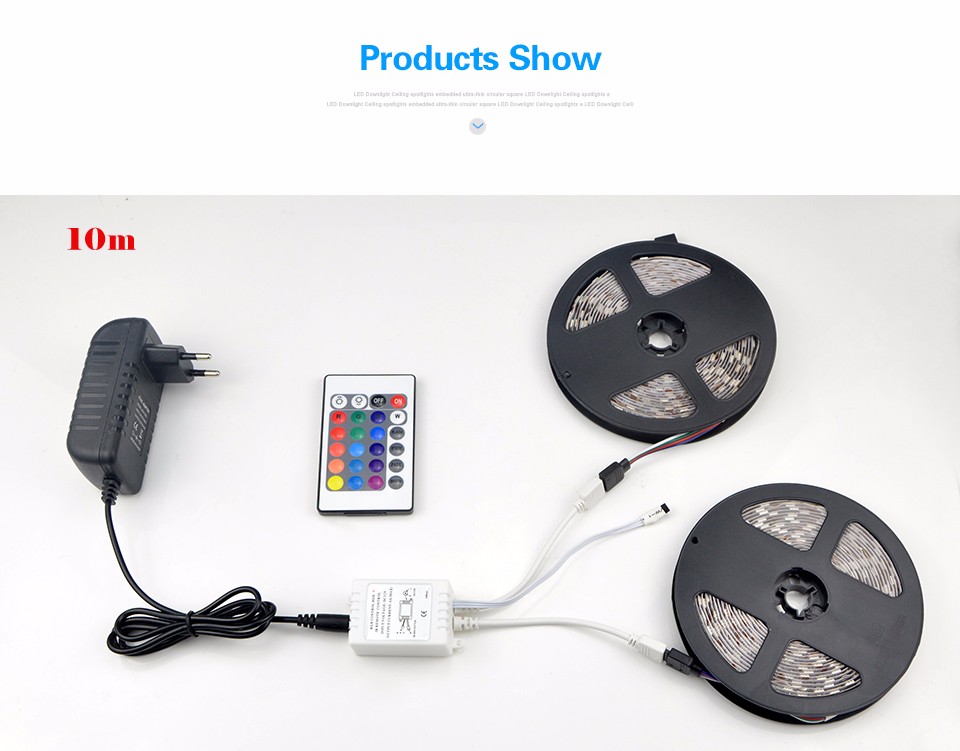 IP20 DC12V 5M 10M 5050 SMD RGB LED Strip light lamp 24Key remote Control 3A adapter power supply Indoor home lighting
