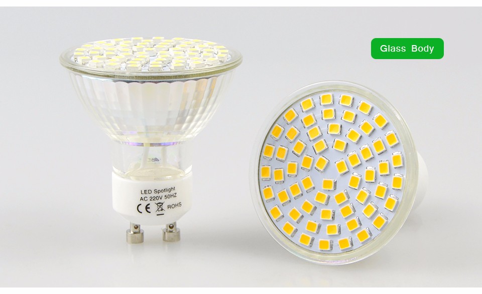 New 5W GU10 AC 220V 110V LED Spotlight Bulb 2835 SMD Heat Resistant Plastic Glass Body 550 600LM 60 LEDs lamp For Indoor light