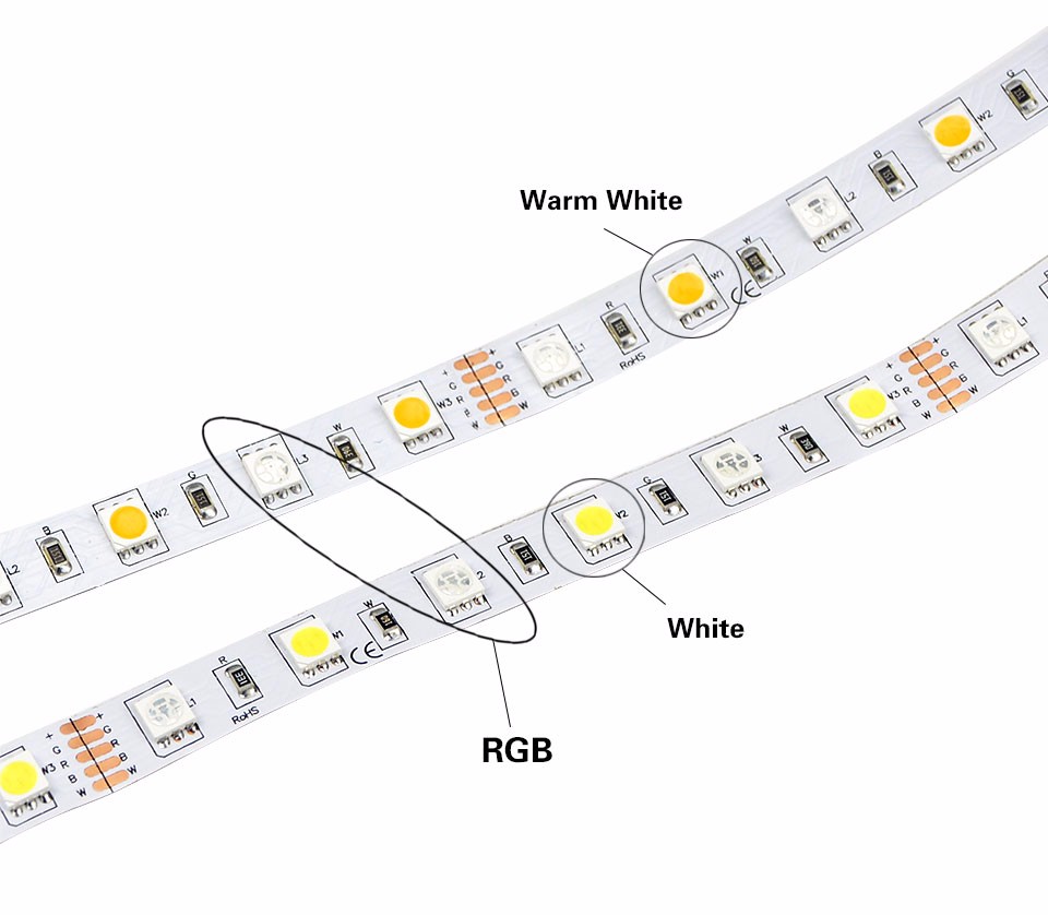IP20 RGBW RGBWW SMD 5050 5M LED strip light Tape DC12V Flexible Ribbon lamp 60LEDs M 40key Controller 3A Power Supply Adapter
