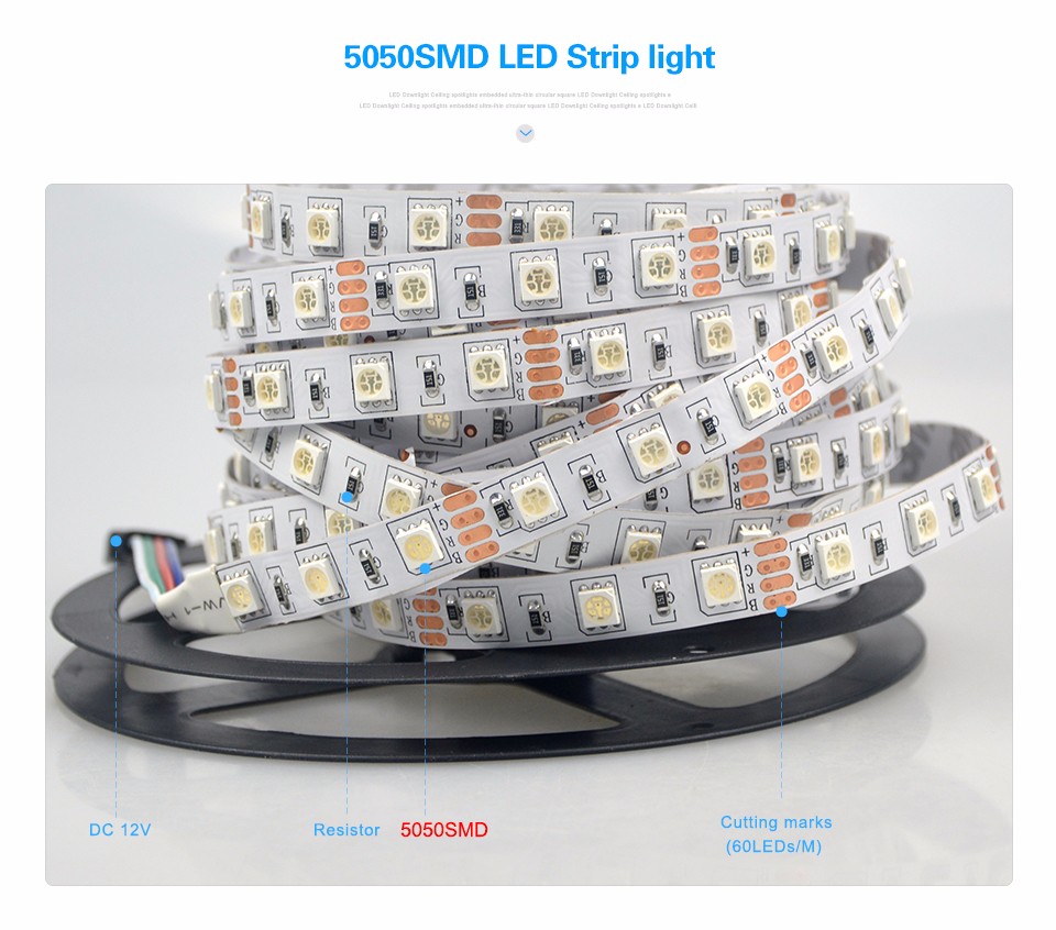 5M DC12V 5050 SMD RGB Tape Flexible LED Strip light Ribbon 60LEDs M 24 Keys IR Remote Controller For Indoor home lighting