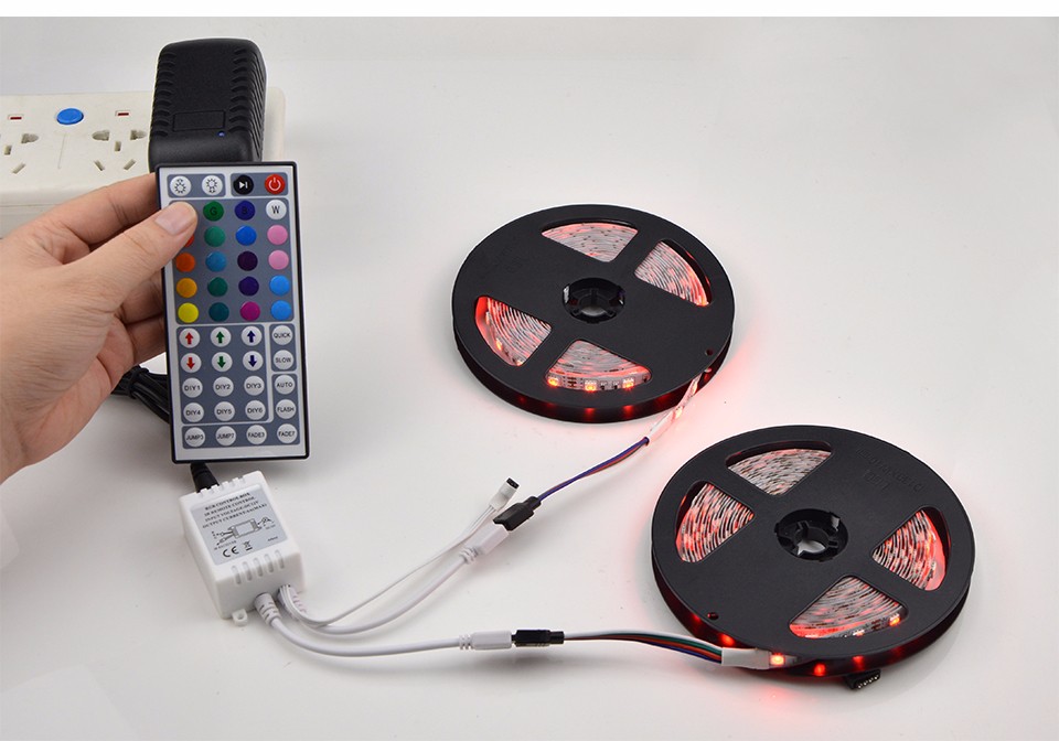 10M 2 x 5M SMD 5050 RGB LED Strip Decorative 300 LEDs light Tape Ribbon With 12V 3A Adapter 44 Keys IR Remote Controller Kit