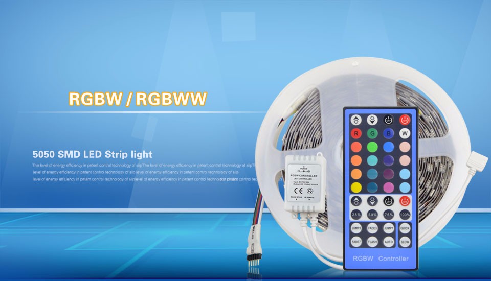 1set No waterproof 5M RGBW RGBWW 5050 LED Strip Light 40key 5pin Remote Controller DC12V 60LEDs M 300 LEDs Flexible lamp Tape