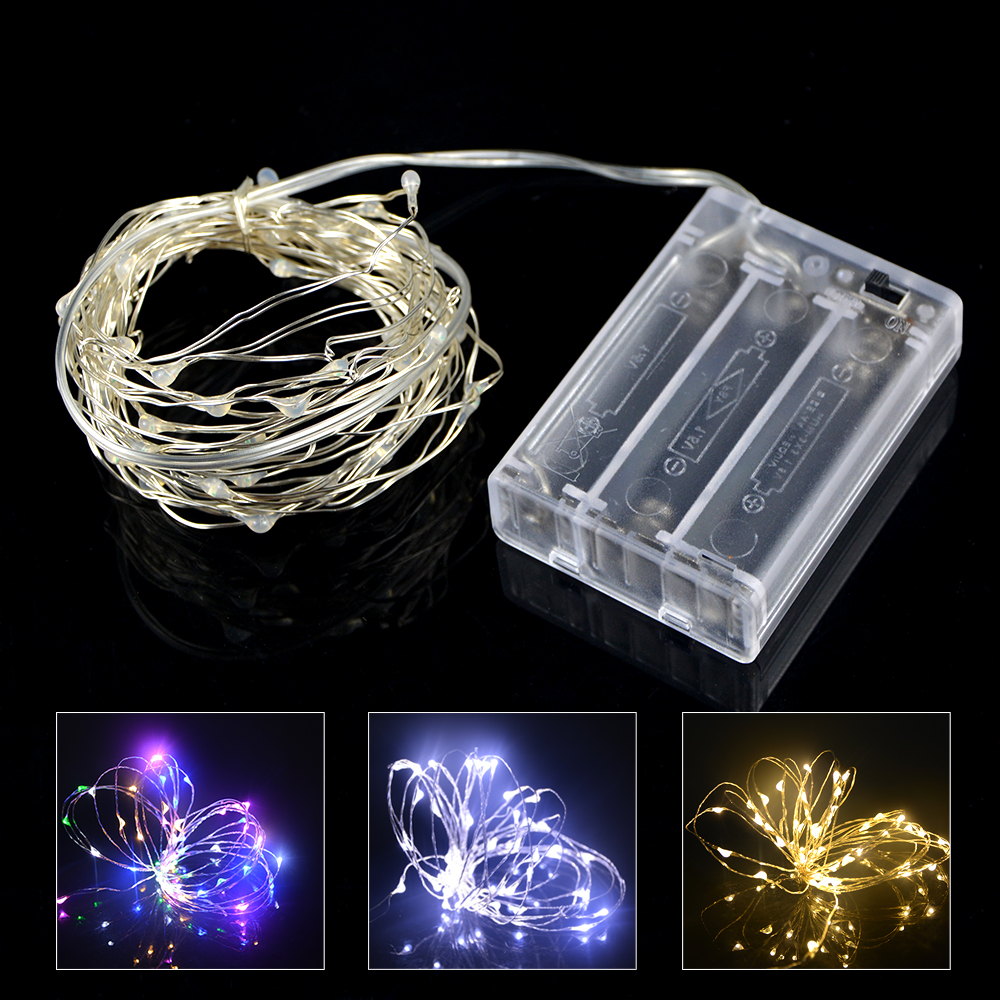 5m 50led 2m 20leds Led Strip Lighting Led Copper Wire String Lights Battery Powered For Fairy