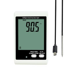 DWL-10E Large LCD Temperature Sensor External Probe Thermometer with Sound and Light Alarm Temperature Data Logger for Storage