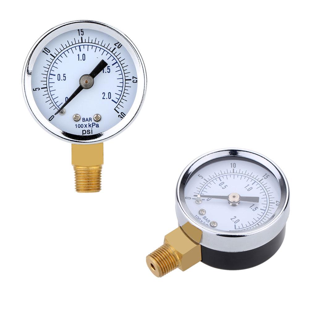 0~30psi 0~2bar Mini Dial Air Compressor Meter Hydraulic Pressure Gauge Gage Manometer Double Scale Pressure Measuring Instrument