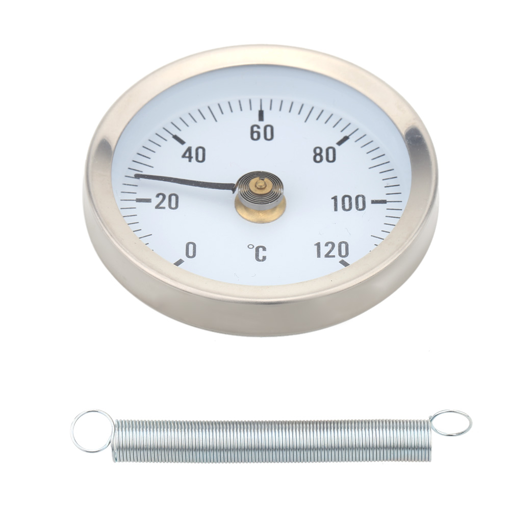 0 120 Degree High precision Thermometer Bimetal Stainless Steel Surface Pipe Thermometer Clip on Temperature Gauge with Spring