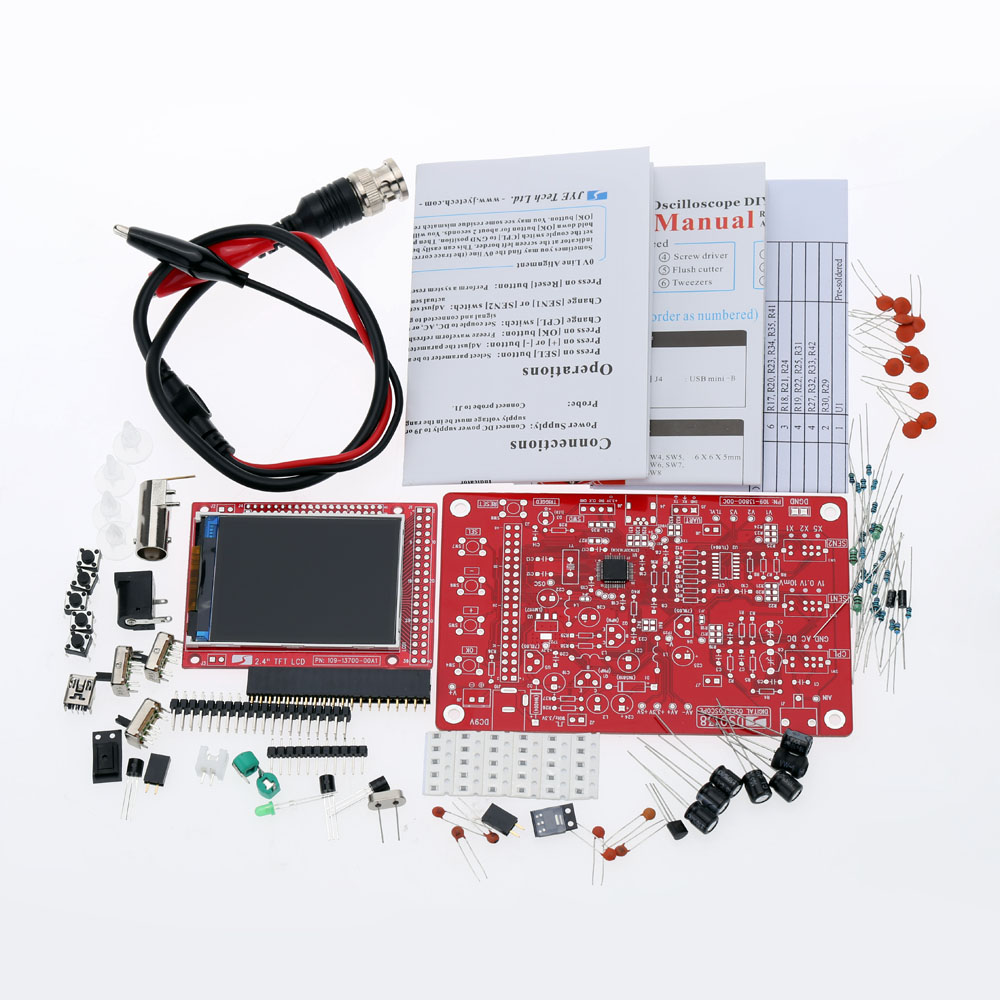 DSO138 2.4 TFT Pocket size Digital Oscilloscope Kit DIY Parts Handheld + Acrylic DIY Case Cover Shell for DSO138