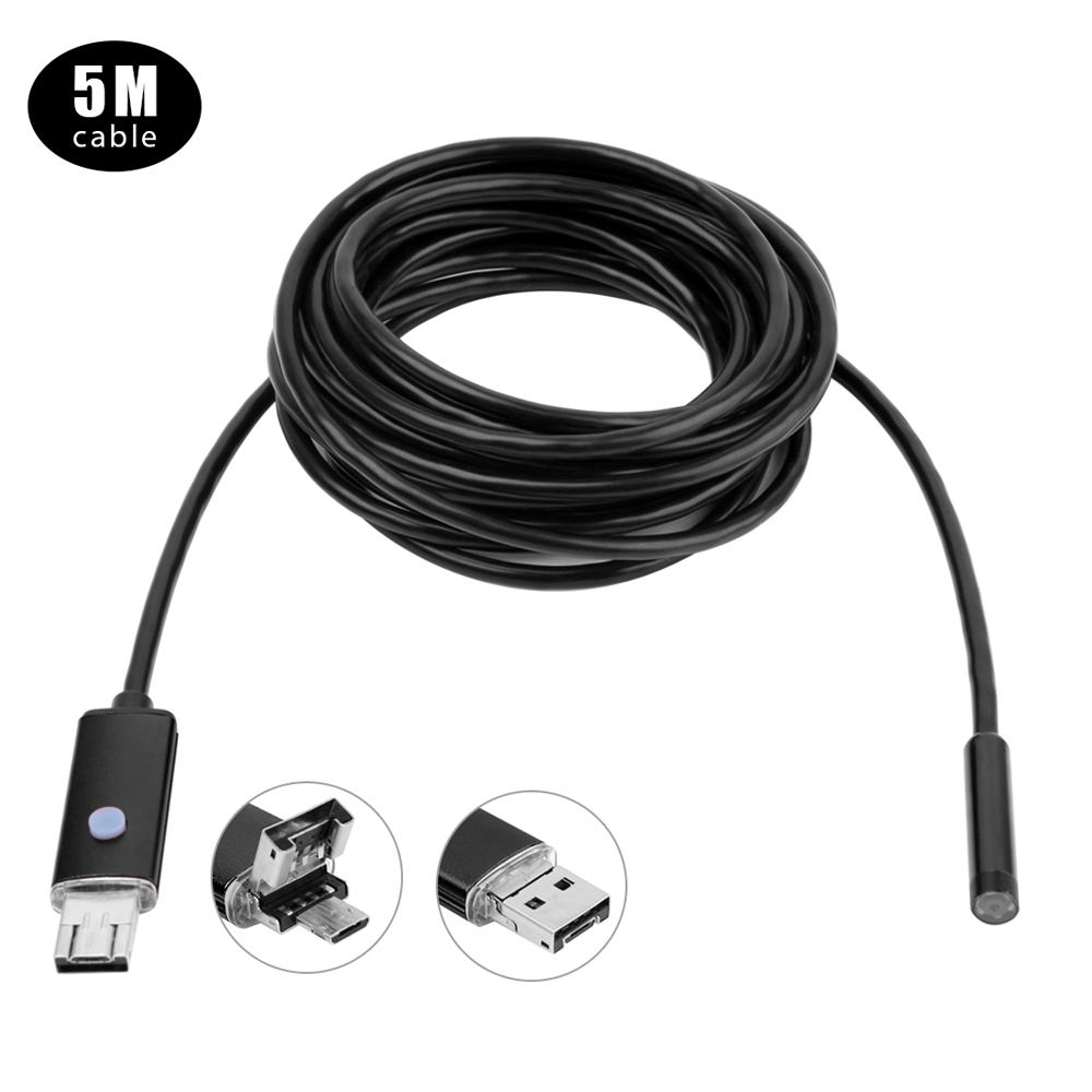 KKMOON 5.5mm 5m 2 in 1 microscope Mini Magnifier USB Endoscope Borescope Inspection Camera for Android Phones PC