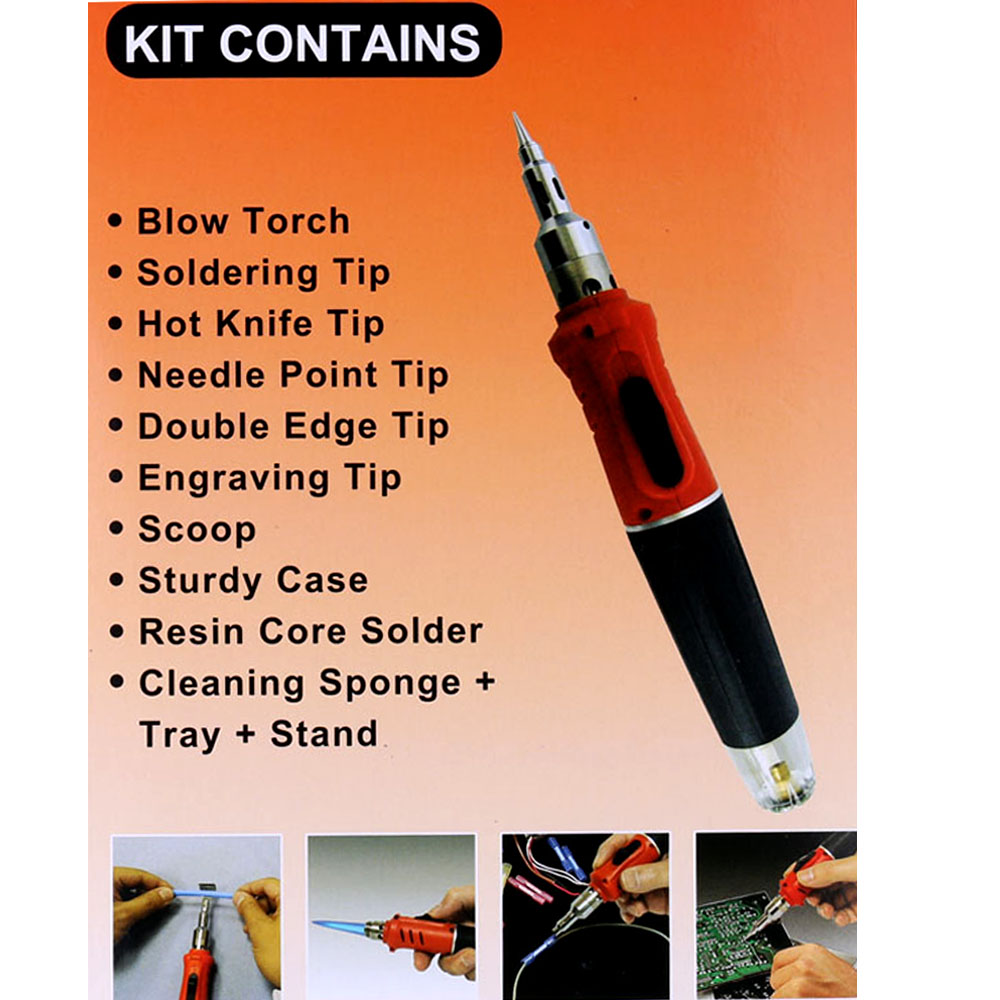 10 in 1 Professional Butane Gas Soldering Iron Set 26ml Welding Kit Torch Welding Equipment HS 1115K