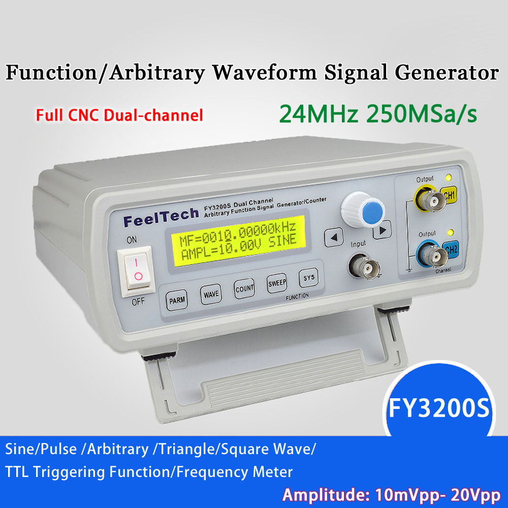High Precision Digital DDS Function Signal Source Generator Arbitrary Waveform Pulse Frequency Meter 12Bits 24MHz Dual channel