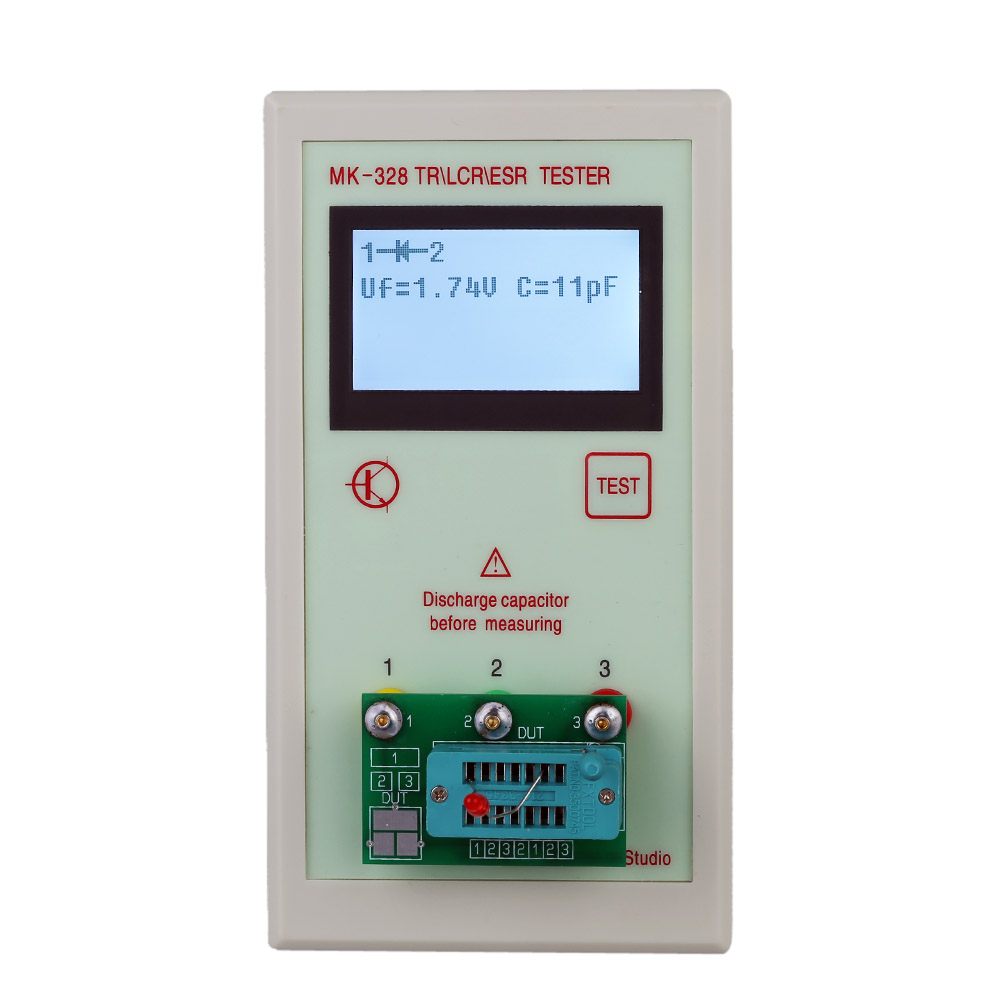 Portable MK328 128x64 LCD Transistor Tester Diode Inductance Capacitance ESR Meter MOS PNP NPN L C R Testing