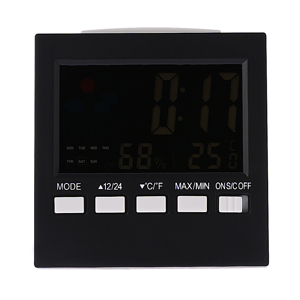 Digital Thermometer Hygrometer temperature humidity clock Colorful LCD Alarm Snooze Function Calendar Weather station Display