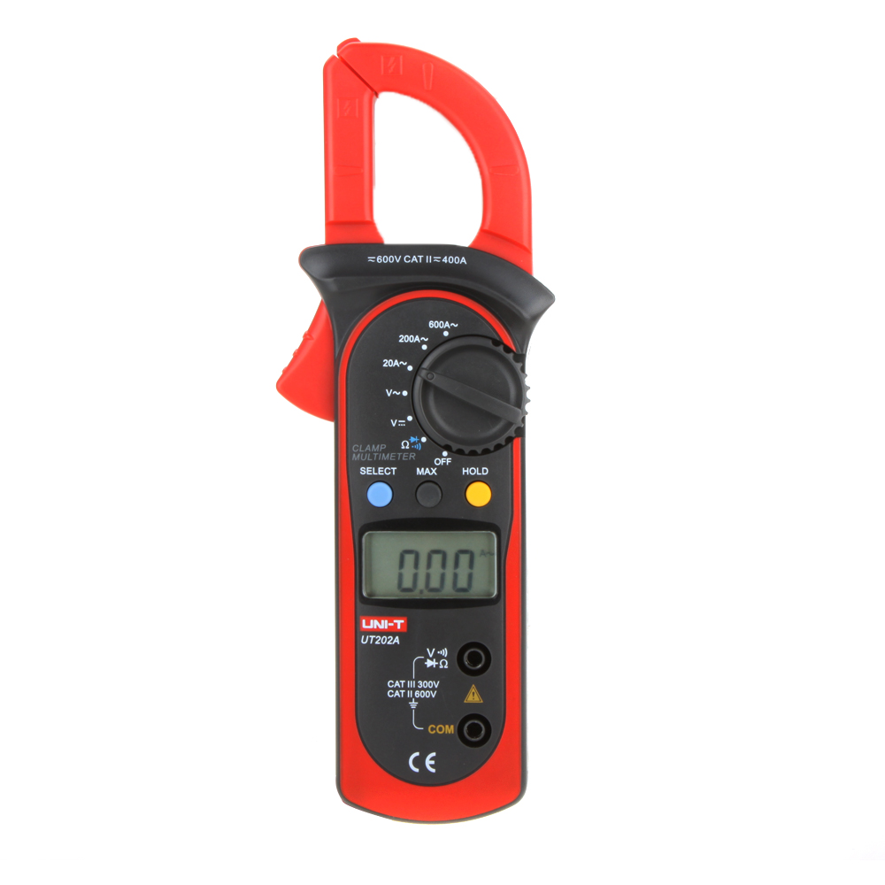 UNI T UT202A Data Hold Clamp Meter 600A DC AC Voltage AC Current Tongs Resistance Digital Clamp Meters W MAX MIN Mode