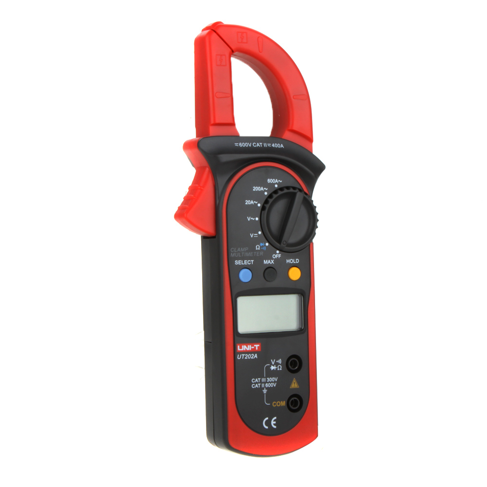 UNI T UT202A Data Hold Clamp Meter 600A DC AC Voltage AC Current Tongs Resistance Digital Clamp Meters W MAX MIN Mode