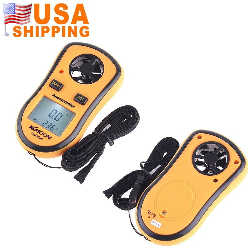 Minj Digital Anemometer Pocket Thermometer Wind Speed Meter Digital Thermometer Speed Temperature Measuring Instruments