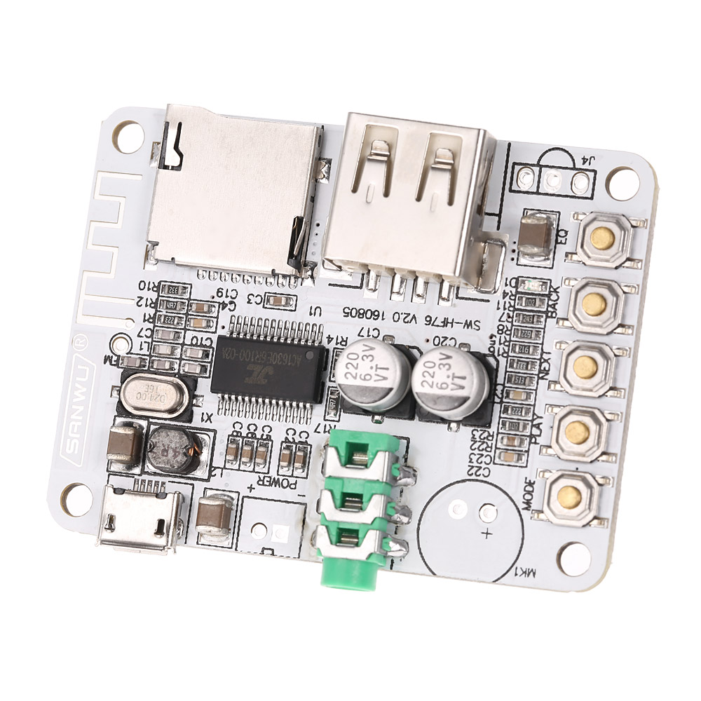 2.1 Audio Receiver Board Amplifier Module FM Radio Function TF Card Slot USB DC 5V Wireless Bluetooth