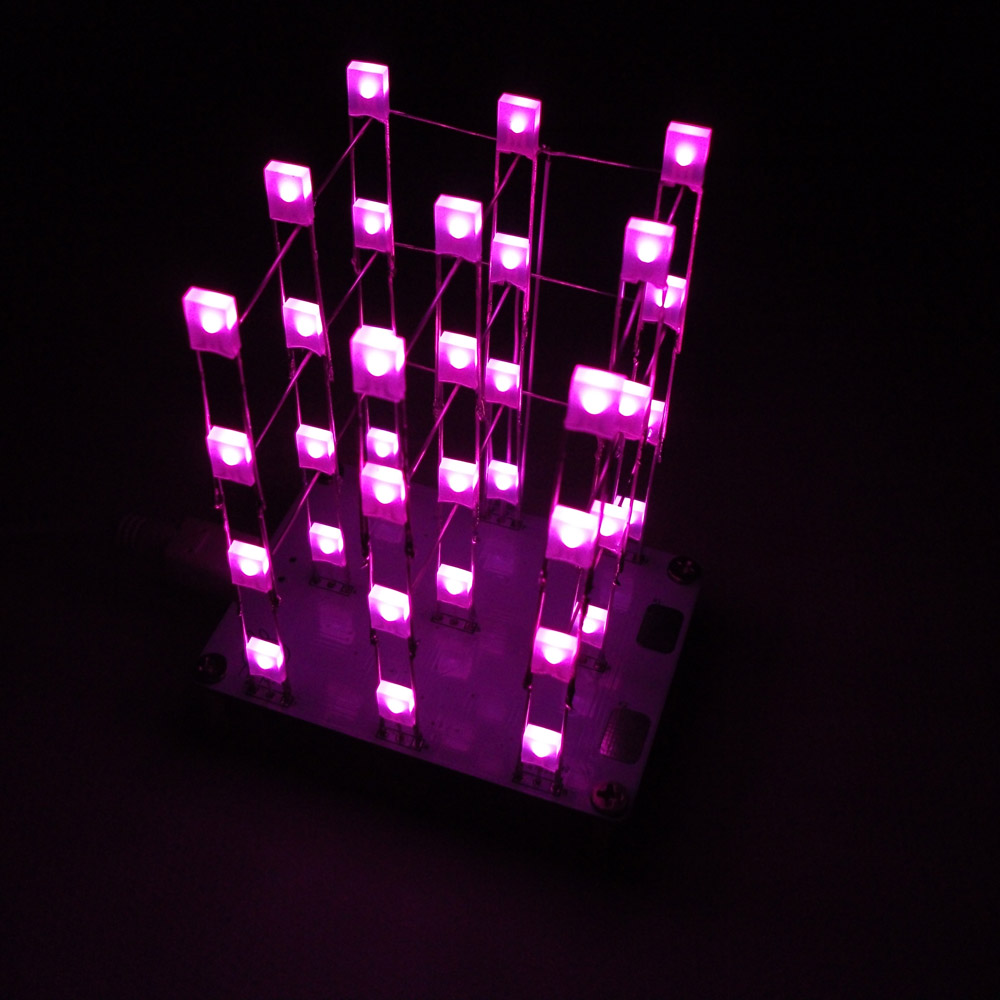 DIY Electronic LED Display Kit 3x3x4 Color 40pcs LEDs Light Cube Sound Light Control DIY LED Light Cube Kit