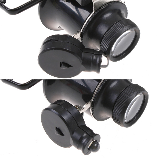 20X LED Double Eye Repair Magnifier Glasses Mini Loupe Lens Magnifying Glas with Light Watch Microscope Measurement Tools
